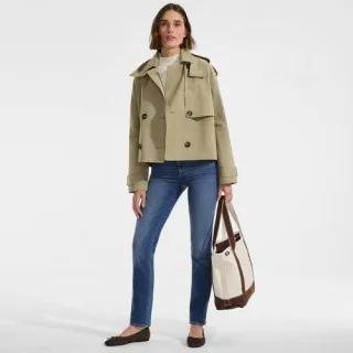 Kurzer Trenchcoat mit Kapuze für Damen, Damen, size: regular, Grün, by Lands' End