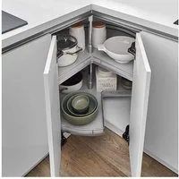 Kesseböhmer Auszugsboden Dreiviertelkreis Drehbeschlag Eckschrank für Töpfe, Pfannen, für Eck-Unterschränke mit 90 cm Korpusbreite