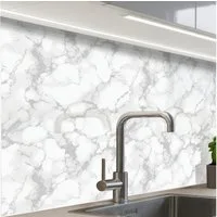 KitchenYeah Küchenrückwand Muster selbstklebend (keine Folie) Weiß - Marmor - Grau, (1-tlg), Spritzschutz, Küche, Rückwand, Küchenwand, Küchenfront, 30x20 cm
