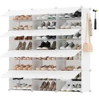 SONGMICS Schuhregal Schuhschrank, 30 x 40 x 30 cm pro Fach, für Flur, Eingangsbereich, mit 12 Fächern, mit Türen, für bis zu 48 Paar Schuhe, anpassbar