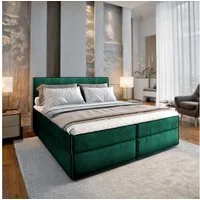 Masseno Boxbett PELLIO 160x200 cm mit Bonell Matratze und Topper, Doppelbett, Polsterbett mit Kopfteil, Boxspringbett