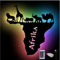 Namofactur LED Dekolicht USB Farbwechsel Afrika Landkarte Deko Wand Lampe, LED fest integriert, Farbwechsler