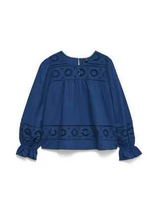 VERO MODA - VMUNA DETAIL LS TOP WVN Navy Peony - Gr. - M