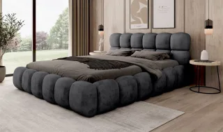 Polsterbett Bett AURELIA 140x200cm in Stoff Aprodite Schwarz