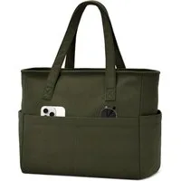LuxusKollektion Handtasche Tasche Damen Tote Bag Arbeitstasche 17 Zoll Laptopfach Cord armeegrün