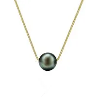 Edellis Kette mit Anhänger Tahiti-Zuchtperlen Halskette Rund in AA+ Grade mit 14K Gold Gefüllt
