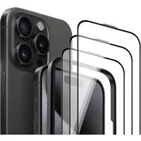 Sytifro Schutzfolie Panzerglas Kompatibel mit, (iPhone 16 Pro Max/ iPhone 16 Pro/ iPhone 16 Plus/ iPhone 16/ iPhone 15 Pro Max/ iPhone 15 Pro/ iPhone 15 Plus/ iPhone 15, 3 Schutzglas + 1 Montagerahmen), 9H Härte Panzerfolie, HD Displayschutz, Ultra-k