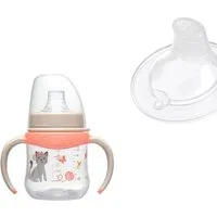 nip Babyflasche PP Cup mit Griffen 6m+ mit Motiv Hund oder Katze, Stabil und Auslaufsicher
