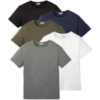 bonprix T-Shirt (Packung, 5-tlg., 5er) Regular Fit, Kurzarm, für warme Tage, aus Baumwolle und Viskose