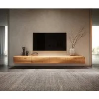 DELIFE Lowboard New, Live-Edge Eiche Natur 200 cm 4 Türen schwebend Lowboard