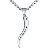 LuxusKollektion Kette mit Anhänger Collier Herren Damen 316L Edelstahl Cornicello 01: Groß-silber