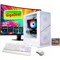 GAMEMAX GigaDeal AERIS MW 2807 AMD Ryzen 7 5700X 32GB 1TB SSD RTX 5070 Gaming-PC-Komplettsystem (32", AMD Ryzen 7 5700X, RTX 5070, 32 GB RAM, 1000 GB SSD, Windows 11 + Gigabyte GS32QCA LED-Monitor Curved, 80 cm 32)