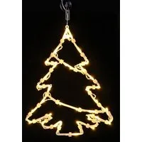 Spetebo LED Fensterbild LED Fenster Silhouette Tannenbaum mit Dual Timer, Dual-Timer, LED fest verbaut, warm weiß, Deko Weihnachts Beleuchtung Fensterbild Batterie betrieben