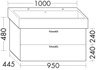 Burgbad Waschtischunterschrank Sys30 PG2 Echo 480x950x445 Leinengrau Hochglanz, WWMD095F3162 WWMD095F3162
