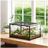 PawHut Terrarium 86 Liter Vivarium mit Schiebetür, 60 x 45 x 32 cm, Schwarz