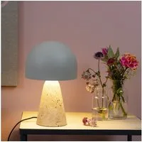 Lightbox Tischleuchte, ohne Leuchtmittel, Pilz-Tischleuchte, 31 cm Höhe, E14,Travertin Stein /Metall, beige
