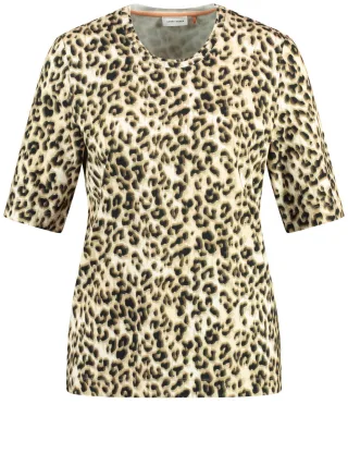 GERRY WEBER Collection - T-Shirt mit Animalprint beige/weiß - Gr. - 38