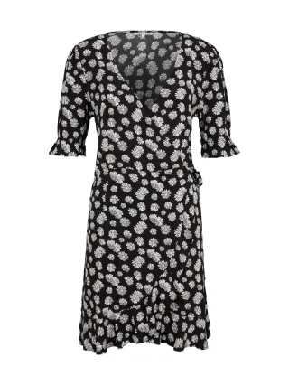 Denim Tom Tailor - Wickelkleid mit Blumenmuster black daisy print - Gr. - XL
