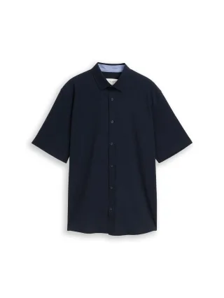 Tom Tailor - Comfort Fit Seersucker Kurzarmhemd sky captain blue - Gr. - L