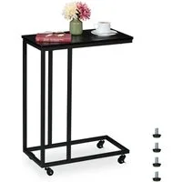 relaxdays Beistelltisch in C-Form mit Rollen (1-St), schwarz