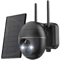 Topcony Überwachungskamera 2K 3MP Security Camera Überwachungskamera Aussen Solar WLAN Akku (Aussen, Außenbereich, Outdoor, Außen, Kabellos Überwachungskamera WLAN Akku, 355°/120° Schwenkbar PTZ, 1-tlg., 20m Farbnachtsicht, PIR Bewegungsmelder,Sirene