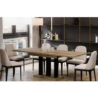 Endo-Moebel Esstisch Appia Esstisch 130–210cm ausziehbar für 8 Personen Tischbeine schwarz, Ausziehbar 130-210 cm (2x40 cm), Platte 36mm, 3 Beine, schwarz matt
