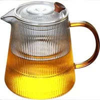 FELIXLEO Caydanlik-Teekanne Teekanne gestreiftes Glas mit Griff verdickter hitzebeständiger 1000ml, (1-St)