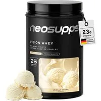 Neosupps Whey Protein Pulver Vanilla Cream 750g, Proteinpulver, Proteinshake Pulver, 750 g, Protein zum Muskelaufbau mit geprüfter Qualität, Made in Germany