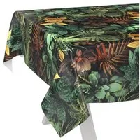 ANRO Tischdecke Tropika abwaschbar Wachstuch pflegeleicht wasserabweisend (Einzelstück 1-tlg), Schmutzabweisend Blätter Braun 90x130cm Gartentischdecke