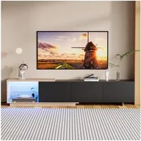 FUROKOY Lowboard Hochglanz-TV-Schrank, für bis 75 Zoll (Fernsehtisch, Fernsehschrank, TV Board), für Wohnzimmer und Schlafzimmer, 240 x 38 x 44 cm, Schwarz