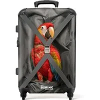 NoBoringSuitcases.com© Hartschalen-Trolley mit leuchtende Räder - Der Papagei ist mit von der Partie 67 cm - 72 L, 4 Rollen, Koffer Mittelgroß für 20kg, Suitcase für Erwachsene, Reisekoffer