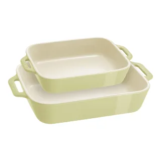 Staub Ceramique Ofenformenset 2-tlg, rechteckig, Hellgrün, Keramik