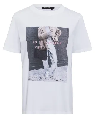 Marc Aurel - T-Shirt mit Fotoprint und Dekostick white varied - Gr. - 36