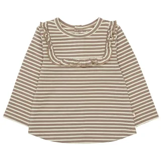 STACCATO - Streifenshirt mit Rüschen-Besatz auf der Vorderseite dark nature str. - Gr. - 80