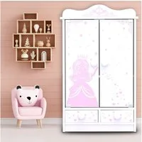 habeig Puppenkleiderschrank XXL Puppenschrank Kinderschrank 52 cm hoch Hängeschrank weiß #833 (Einheit), splitterfrei
