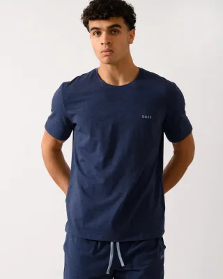 Herren Stretch-Baumwolle Loungewear T-Shirt in Dunkelblau