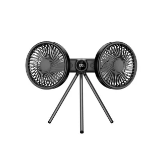 Tevorex Portable Dual-Head Tripod Fan 3 Speeds Wind 360° Stand Adjustable 3600mAh Long Battery Quiet Operation Rechargea