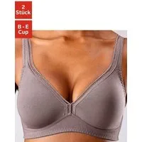 petite fleur by Lascana T-Shirt-BH, BH ohne Bügel, Entlastungs-BH, Baumwoll-BH (Packung, 2 Stück) mit breiten Trägern, große Größen, bequemer BH