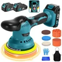 Bundviel Akku-Poliermaschine 150mm Exzenterpolierer 8 Geschwindigkeiten Polishing Schnurlos, 2800 min. U/min, 6000 max. U/min, Ø 150 mm, Multifunktions-Reinigungs- & Poliermaschine für Auto, Möbel & mehr