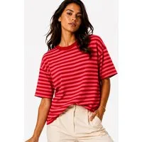 Worldclassca T-Shirt WORLDCLASSCA T-Shirt Streifen Halbarm Oversize Sweat Shirt Gestreift Neue Kollektion - Stilvolle und gemütliche Mode für Damen