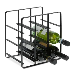 Relaxdays Weinregal, Schwarz, Metall, 27.5x30.5x20 cm, Wohnzimmer, Regale, Weinregale