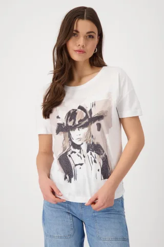 monari - T-Shirt mit Cowgirl-Print - Gr. - 38