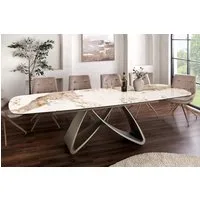 riess-ambiente Esstisch INFINITY 180-220-260cm weiß/braun – Pandora Keramik, Marmor-Design (Einzelartikel, 1-St), ausziehbar für flexible Nutzung – ideal für bis zu 12 Personen