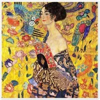 Posterlounge Wandbild Dame mit Fächer, Gustav Klimt, erhältlich als Poster, Leinwandbild, Wandsticker oder Acrylglasbild