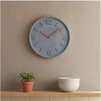 Levandeo® Wanduhr (Hochwertige Wanduhr Beton-Uhr 30cm Grau Kupfer Uhrzeit Wanddeko)