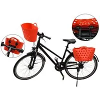 Diedrich Filmer GmbH Fahrradkorb Shopper-Korb Lenker-Korb Schnell-Befestigung Rot (mit Halterung), Klick-Verschluss Fahrrad-Korb + Halterung Einkauf Gepäckträger 22L