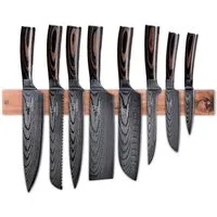 Küchenkompane Messer-Set Messerset asiatisch mit magnetischer Holzleiste - Küchenmesser Bundle (2-tlg)