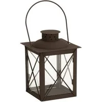 Posiwio Windlicht Kleine Laterne WINSTON braun dunkelbraun Metalllaterne H16cm zum Hänge