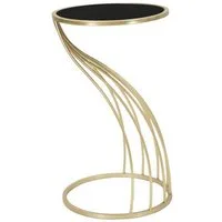 Natur24 Beistelltisch Flush Beistelltisch 35 x 35 x 60 cm MDF Metall Schwarz Gold
