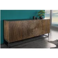 riess-ambiente Sideboard ZEN CIRCLES 180cm dunkelbraun - Mango-Massivholz, Metall, 3D-Design (Einzelartikel, 1 St), Handgefertigte Kommode mit Lackierung und Soft-Close-Funktion